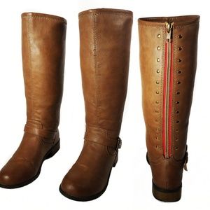 Red Strip Steve Madden Brown Calf Boots (SA7)